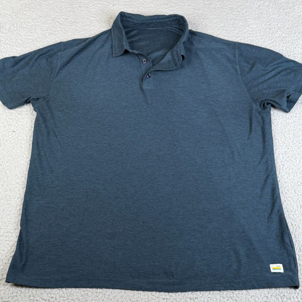 VUORI Strato Tech Polo Shirt Men Large Blue Performance Stretch Golf Athleisure